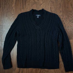 Chaps Black Cable Knit Sweater